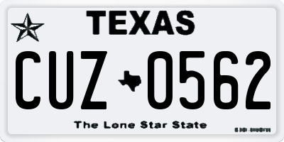TX license plate CUZ0562