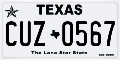 TX license plate CUZ0567