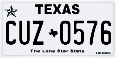 TX license plate CUZ0576