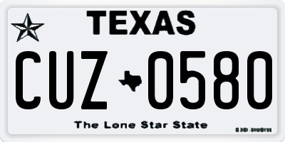 TX license plate CUZ0580