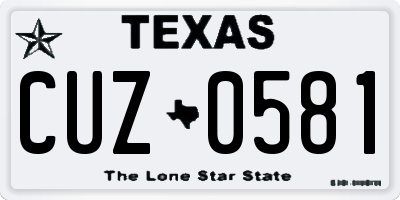 TX license plate CUZ0581