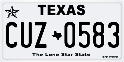TX license plate CUZ0583