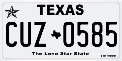 TX license plate CUZ0585