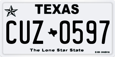 TX license plate CUZ0597