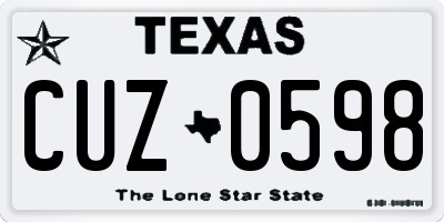 TX license plate CUZ0598