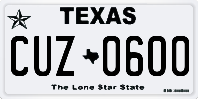 TX license plate CUZ0600