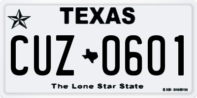 TX license plate CUZ0601