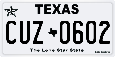 TX license plate CUZ0602