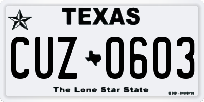 TX license plate CUZ0603