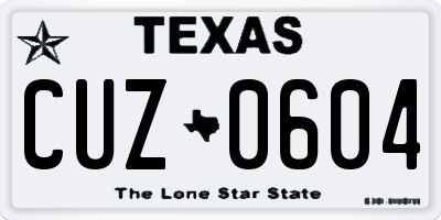 TX license plate CUZ0604
