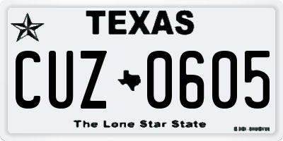 TX license plate CUZ0605