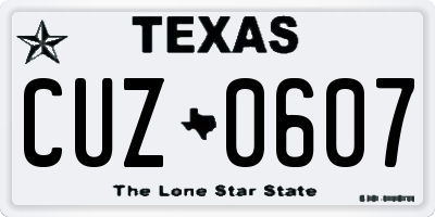 TX license plate CUZ0607