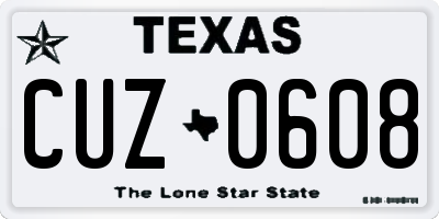 TX license plate CUZ0608