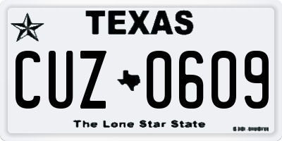 TX license plate CUZ0609