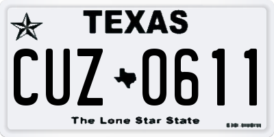 TX license plate CUZ0611