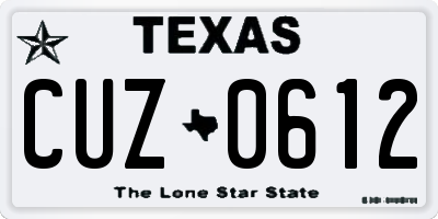 TX license plate CUZ0612