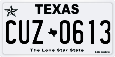 TX license plate CUZ0613