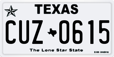 TX license plate CUZ0615
