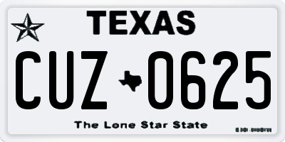 TX license plate CUZ0625