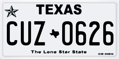 TX license plate CUZ0626