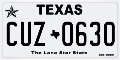 TX license plate CUZ0630