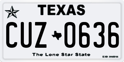 TX license plate CUZ0636
