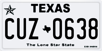 TX license plate CUZ0638