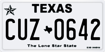 TX license plate CUZ0642