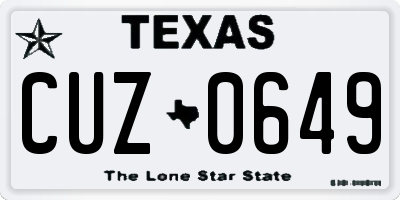 TX license plate CUZ0649