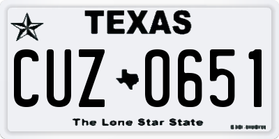TX license plate CUZ0651