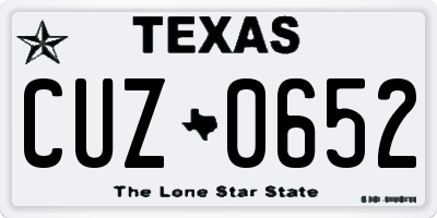 TX license plate CUZ0652