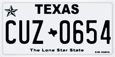 TX license plate CUZ0654