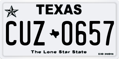 TX license plate CUZ0657