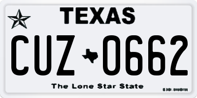 TX license plate CUZ0662