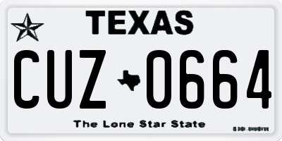 TX license plate CUZ0664