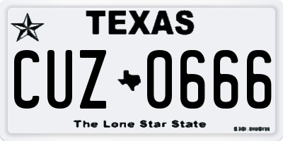 TX license plate CUZ0666