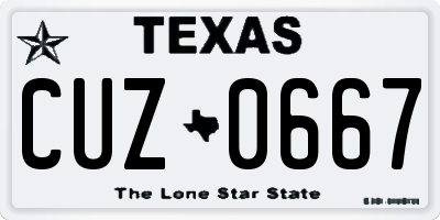 TX license plate CUZ0667