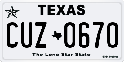 TX license plate CUZ0670