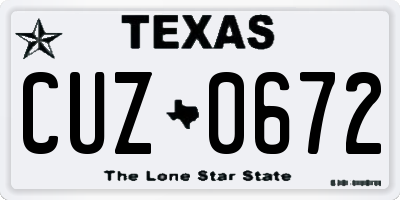 TX license plate CUZ0672