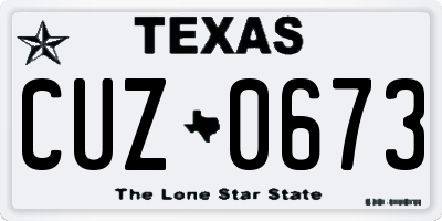 TX license plate CUZ0673