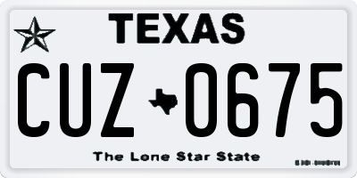 TX license plate CUZ0675