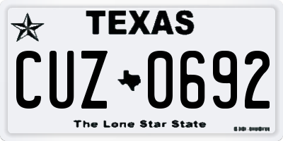 TX license plate CUZ0692