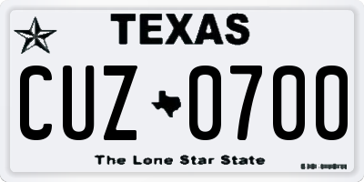 TX license plate CUZ0700