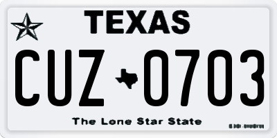 TX license plate CUZ0703