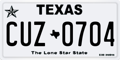 TX license plate CUZ0704