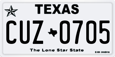 TX license plate CUZ0705