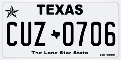 TX license plate CUZ0706