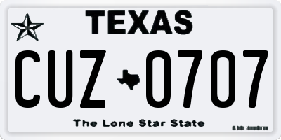 TX license plate CUZ0707