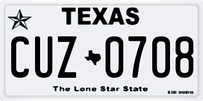 TX license plate CUZ0708
