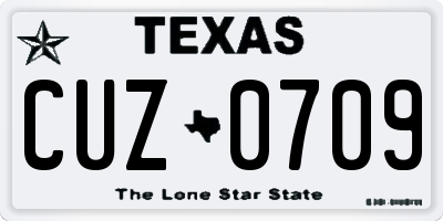 TX license plate CUZ0709